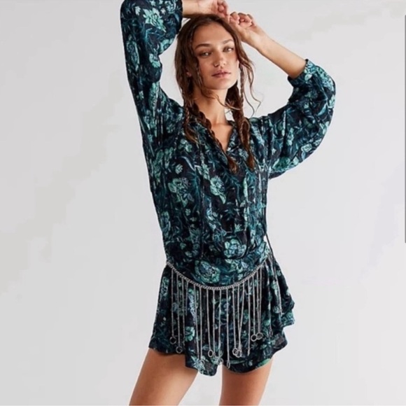 54. Free People Floral Print Dance ‘Til Dawne Romper - Picture 3 of 3
